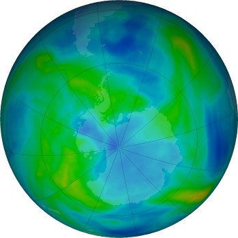 Antarctic ozone map for 2024-04-17